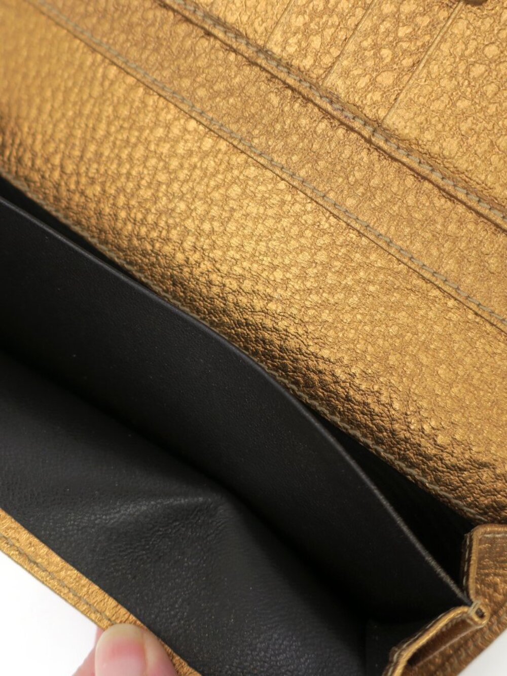 GUCCI Hasler Horsebit Metallic Leather Wallet Gold Bronze - Picture 8 of 8